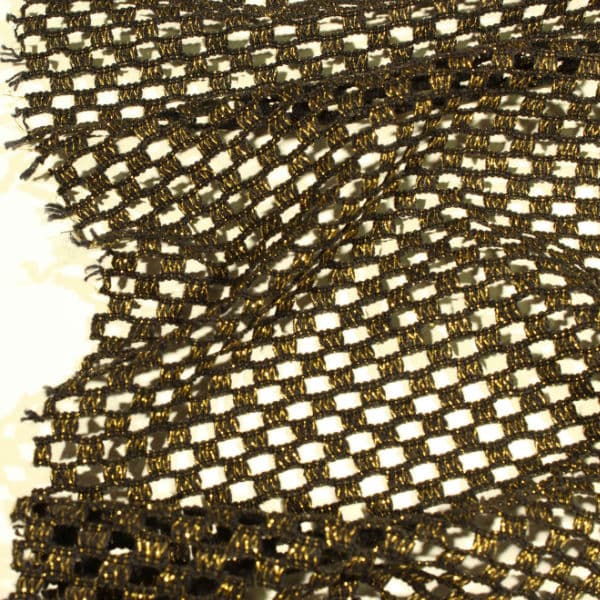 1359 Трикотаж-сетка Armani хлопок черный с золотым люрексом