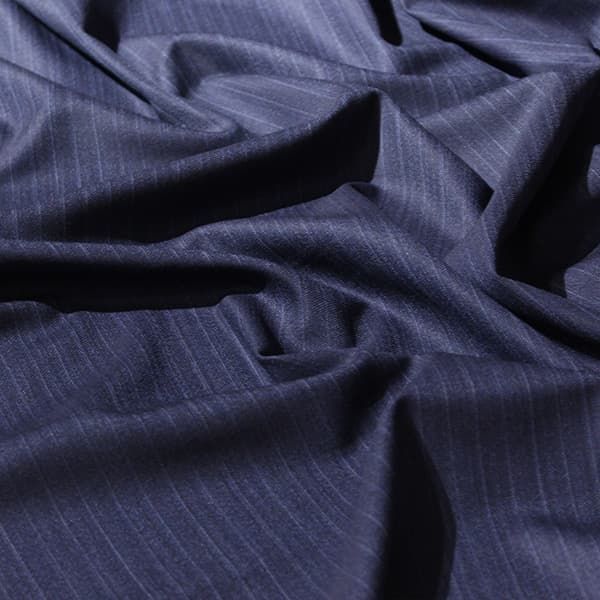 1751 Костюмно-плательная шерсть с шёлком Guabello полоска темно-синий